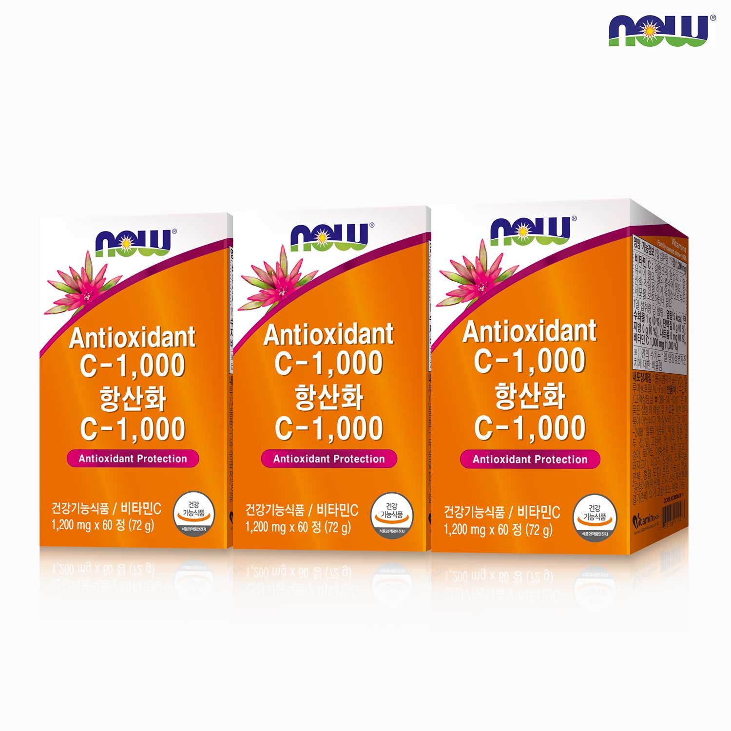 [3+1] 나우푸드 항산화 비타민C 1000 60정 3박스 6개월분 + 2개월분